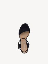 Load image into Gallery viewer, Tamaris Navy Microfiber Kitten Heel Open Toe Strap Sandal Shoe - Boutique on the Green 
