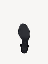 Załaduj obraz do przeglądarki galerii, Granatowe sandały z mikrofibry Tamaris z odkrytymi palcami i paskiem na obcasie
