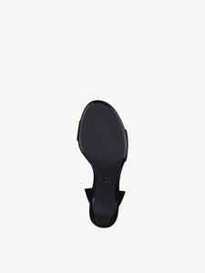Granatowe sandały z mikrofibry Tamaris z odkrytymi palcami i paskiem na obcasie