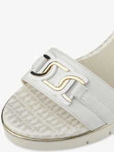 Load image into Gallery viewer, Tamaris White Platform Cork Wedge Sandal With Front Gold Chain Trim - Boutique on the Green 
