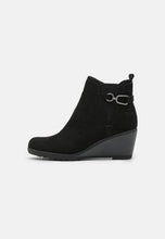 Load image into Gallery viewer, Marco Tozzi Black Microfibre Wedge Ankle Boot With Side Trim - Boutique on the Green 
