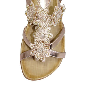 Lunar Fiji open toe floral & diamante applique sandal