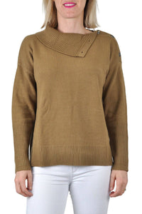 Foil Bright As A Button Turtle Neck Ribbed Knitted Jumper With Button Detail