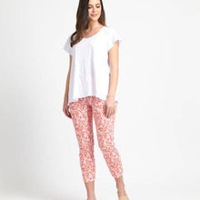 Load image into Gallery viewer, Foil Signature Fuss Free Printed 7/8 Stretch Trousers - Leaf It Mango
