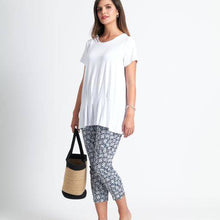 Load image into Gallery viewer, Foil Signature Fuss Free Printed 7/8 Stretch Trousers - What The Hash
