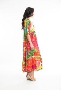 Orientique Aiya Napa Printed Elbow Bell Sleeve Viscose Woven Maxi Dress - Boutique on the Green 