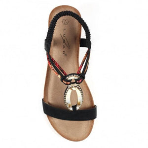 Lunar Genoa Open Toe Wedge Sandal With Decorative Front Brooch