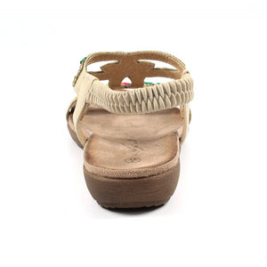 Lunar Mariella Beige Open Toe Sandal With Multi Coloured Beads & Diamantes - Boutique on the Green 