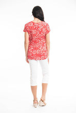 Load image into Gallery viewer, Orientique Giza Red Printed Organic Cotton Crinkle Pintuck Woven Blouse - Boutique on the Green 
