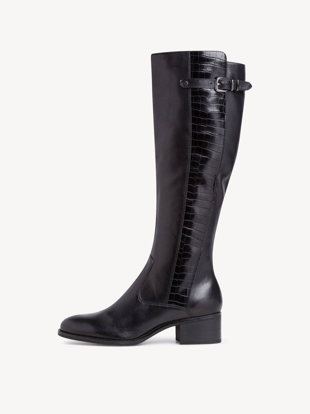 Leather Croc Trim & Buckle Knee High Boot - Boutique on the Green 