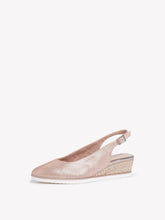 Load image into Gallery viewer, Leather Metallic Slingback Closed Toe Wedge
