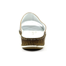 Load image into Gallery viewer, Lunar Appleby Pewter Leather Slip On Mule Sandal With Cork Trim Wedge - Boutique on the Green 
