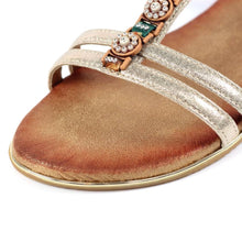 Load image into Gallery viewer, Lunar Brony Gold Metallic Diamante Open Toe Sandal
