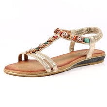 Load image into Gallery viewer, Lunar Brony Gold Metallic Diamante Open Toe Sandal
