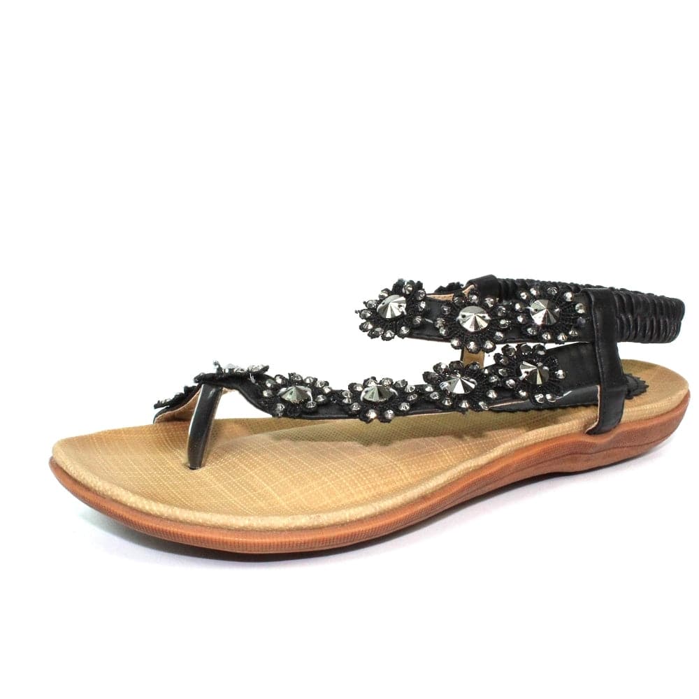Lunar Charlotte Flower Applique Toe Loop Sandal - Boutique on the Green 