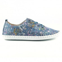 Load image into Gallery viewer, Lunar Exbury Leather Floral Metallic White Mock Lace Up Plimsoll
