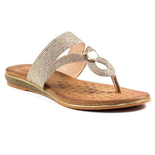 Load image into Gallery viewer, Lunar Ezra Toe Post Slip On Mule Sandal With Rope Effect &amp; Jewelled Trim
