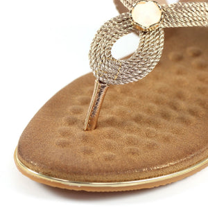 Lunar Ezra Toe Post Slip On Mule Sandal With Rope Effect & Jewelled Trim - Boutique on the Green 