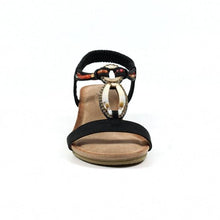 Load image into Gallery viewer, Lunar Genoa Open Toe Wedge Sandal With Decorative Front Brooch
