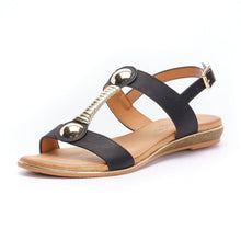 Load image into Gallery viewer, Lunar Renoir Gold T-Bar &amp; Back Strap Open Toe Sandal - Boutique on the Green 
