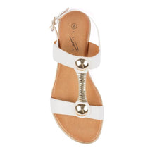 Load image into Gallery viewer, Lunar Renoir Gold T-Bar &amp; Back Strap Open Toe Sandal - Boutique on the Green 
