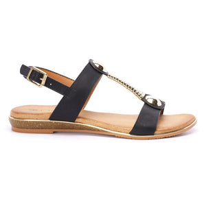 Lunar Renoir Gold T-Bar & Back Strap Open Toe Sandal - Boutique on the Green 