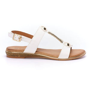 Lunar Renoir Gold T-Bar & Back Strap Open Toe Sandal - Boutique on the Green 