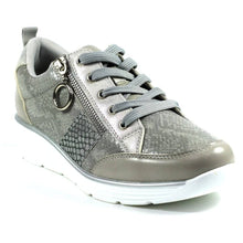 Load image into Gallery viewer, Lunar Sacha Snake Trim Lace Up Wedge Trainer With Mock Zip
