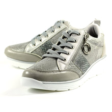 Load image into Gallery viewer, Lunar Sacha Snake Trim Lace Up Wedge Trainer With Mock Zip - Boutique on the Green 
