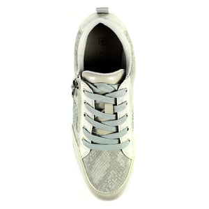 Lunar Sacha Snake Trim Lace Up Wedge Trainer With Mock Zip - Boutique on the Green 
