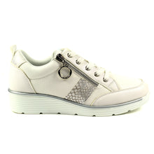 Load image into Gallery viewer, Lunar Sacha Snake Trim Lace Up Wedge Trainer With Mock Zip - Boutique on the Green 
