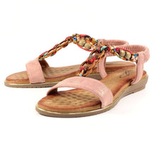 Load image into Gallery viewer, Lunar Sily Pink Plaited &amp; Hoop Open Toe Sandal
