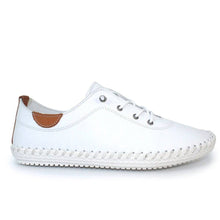 Load image into Gallery viewer, Lunar White St Ives Leather Mock Lace Up Plimsoll
