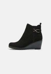 Marco Tozzi Black Microfibre Wedge Ankle Boot With Side Trim