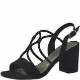 Load image into Gallery viewer, Marco Tozzi Black Strappy Open Toe Block Heel Shoe
