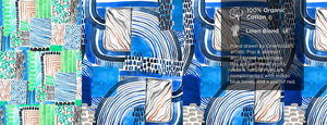 Orientique Alberobello Blue Abstract Print Organic Cotton Sleeveless Bubble Dress