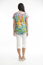 Load image into Gallery viewer, Orientique Dreamland Printed V Neck Short Sleeve Organic Cotton Jersey Stretch T-Shirt

