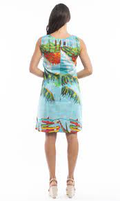 Orientique Plage De Tahiti Organic Cotton Printed Reversible Shift Dress - Boutique on the Green 