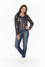 Load image into Gallery viewer, Orientique Ravenna Print Patch Work Stretch Long Sleeve Jersey Top - Boutique on the Green 

