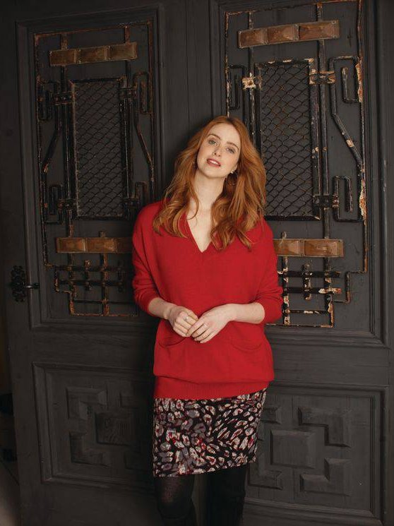 Pomodoro Flocked Red Leopard Skirt showing the red and animal print autumn trend