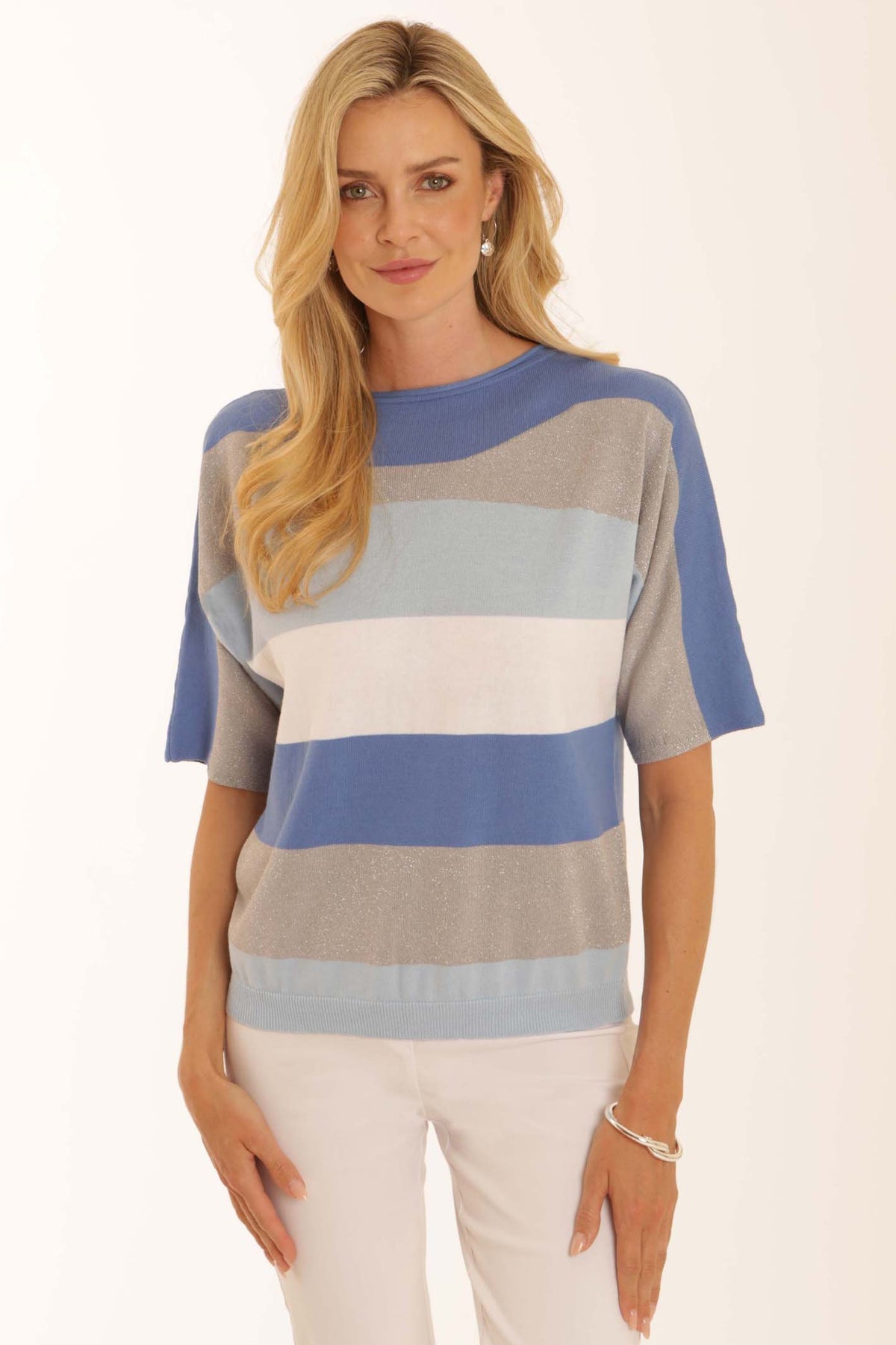 Pomodoro blue knitted jumper womens lightweight spring knitwear