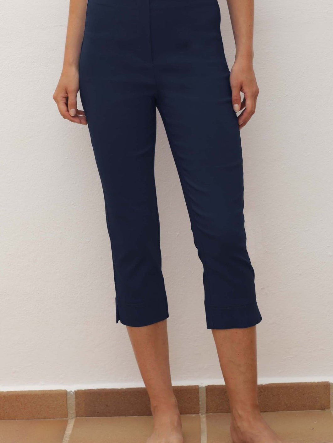 Pomodoro Stretch Bengaline Crop Trousers - Navy