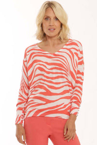 Pomodoro 100% Cotton Zebra Print Fine Knit Jumper - Boutique on the Green 