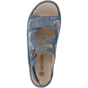 Remonte Blue Multi Velcro Strap & Stretch Comfort Sandal