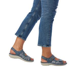 Remonte Blue Multi Velcro Strap & Stretch Comfort Sandal