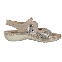Load image into Gallery viewer, Remonte metallic stretch fabric triple velcro strap comfort sandal
