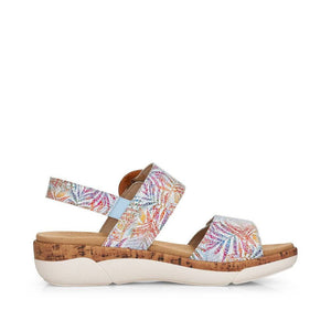 Remonte Crackled Tropical Leather Velcro & Buckle Open Toe Comfort Sandal