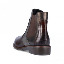Load image into Gallery viewer, Remonte Leather Brown Cheslsea Boot Style With Moc Croc Trim - Boutique on the Green 
