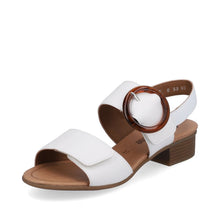Load image into Gallery viewer, Remonte White Leather Double Velcro Strap Open Toe Block Heel Sandal - Boutique on the Green 
