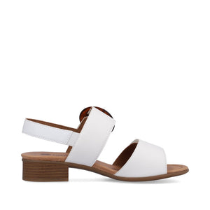 Remonte White Leather Double Velcro Strap Open Toe Block Heel Sandal - Boutique on the Green 